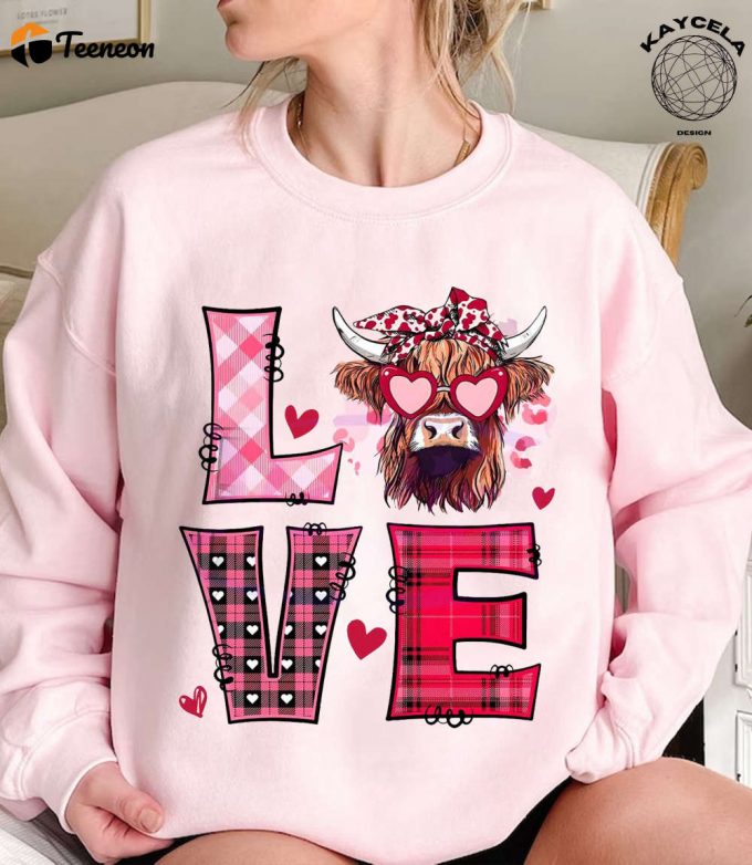 Groovy Love Heifer Highland Cow Shirt: Unique Valentines Gift For Cow Lovers! Western Country Sweater &Amp;Amp; Sweatshirt 1