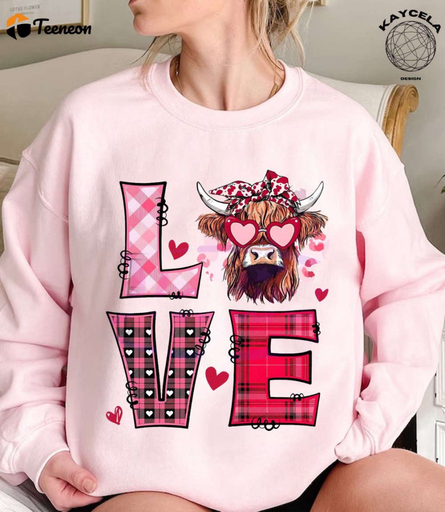 Groovy Love Heifer Highland Cow Shirt: Unique Valentines Gift For Cow Lovers! Western Country Sweater &Amp; Sweatshirt 3