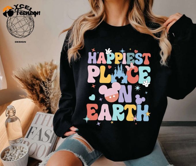 Experience The Magic With Happiest Place On Earth Shirts: Colorful Disney Vacation Shirt For Disneyworld Trip 2024 - Perfect Disney Family Shirt! 1