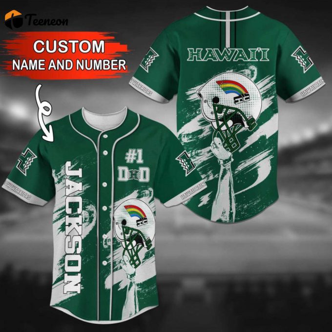 Hawaii Rainbow Warriors Personalized Baseball Jersey Gift For Men Dad 1