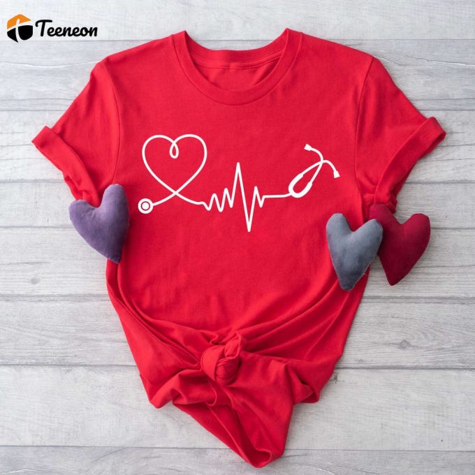 Show Your Heartbeat Love With A Heart Stethoscope Shirt - Perfect Gift For Essential Workers &Amp;Amp; Doctors! 1