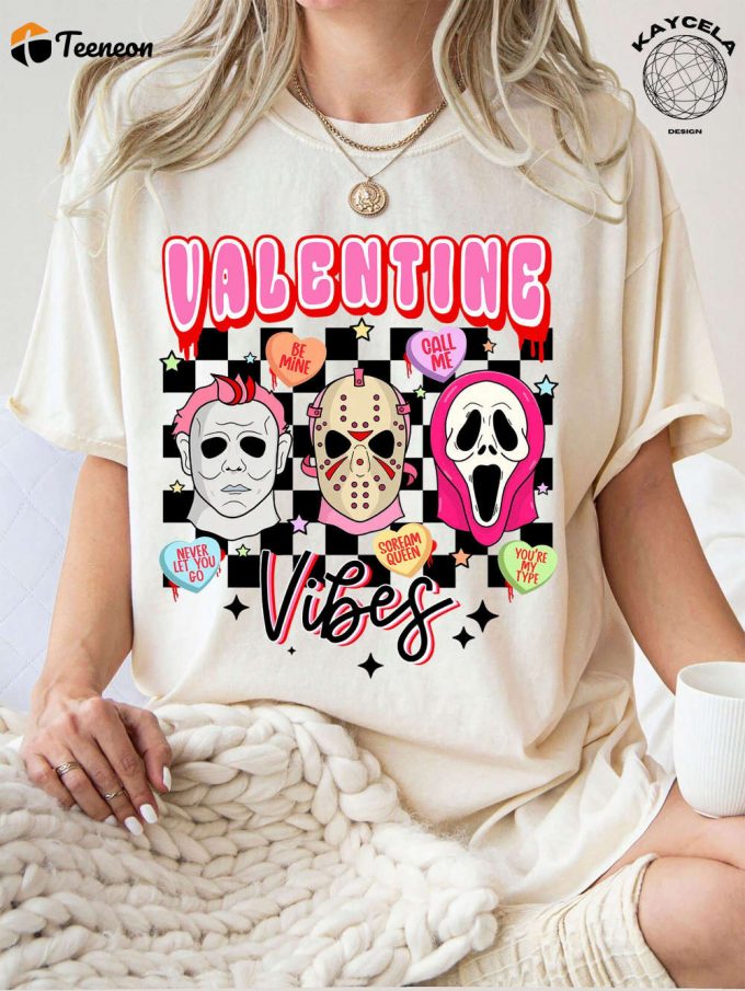 Spooktacular Horror Valentine Shirt: Unleash Your Killer Style With Movie-Inspired Characters &Amp;Amp; Love Story Design 1