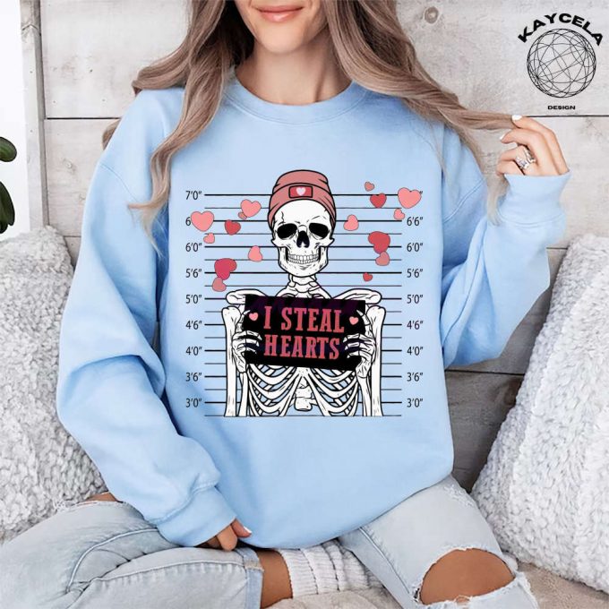 I Steal Hearts Funny Skeleton Valentine Shirt - Unique Skeleton Valentines Day Heart Shirt Hilarious And Memorable Funny Valentines Day Shirt 2