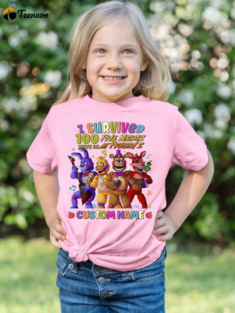 I Survived 100 Days In Five Nights At Freddy Shirt Personalized Fnaf Kids Birthday &Amp; School Apparel 2