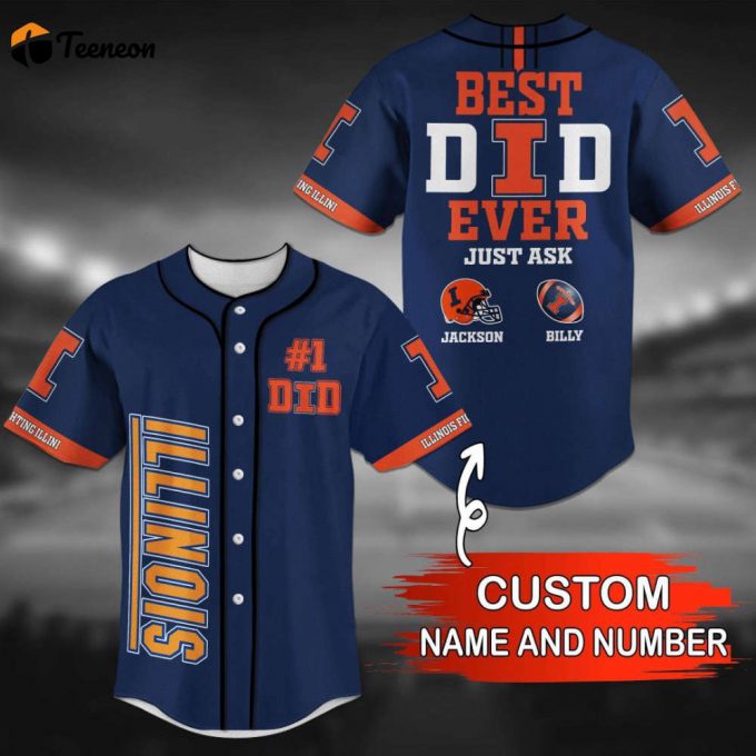 Illinois Fighting Illini Personalized Baseball Jersey 1