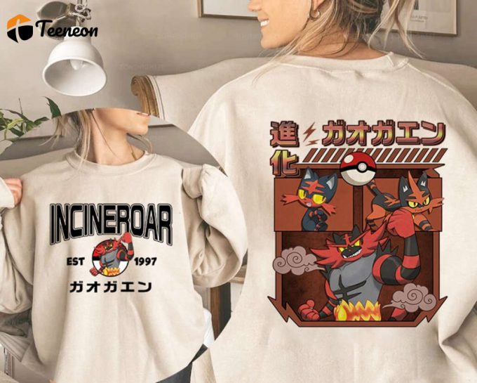 Retro Incineroar Pokemon Shirt Eevee Pikachu Bulbasaur Charmander Squirtle Video Game Family Trip Pokemon Kid Shirt Gift 1