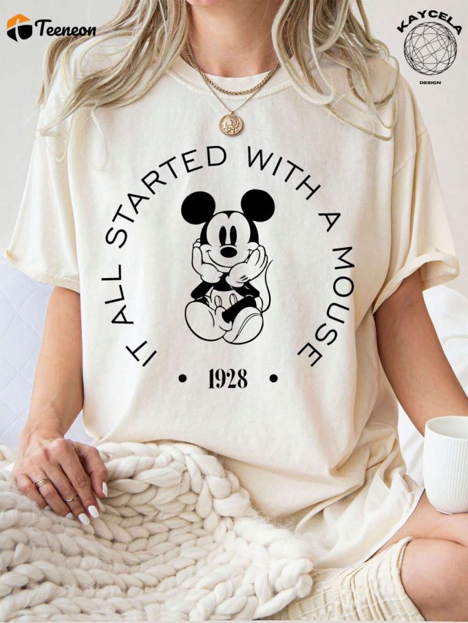 Disney 1928 Comfort Colors® Shirt: Celebrate Disney S Iconic Beginnings With The It All Started With A Mouse Shirt! Perfect Gift For Disney Fans And Mickey Mouse Lovers (140 Characters) 1