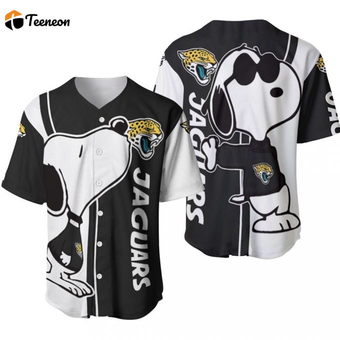 Jacksonville Jaguars Snoopy Lover Printed Baseball Jersey - Gift For Men Women- Gift For Women Men 1