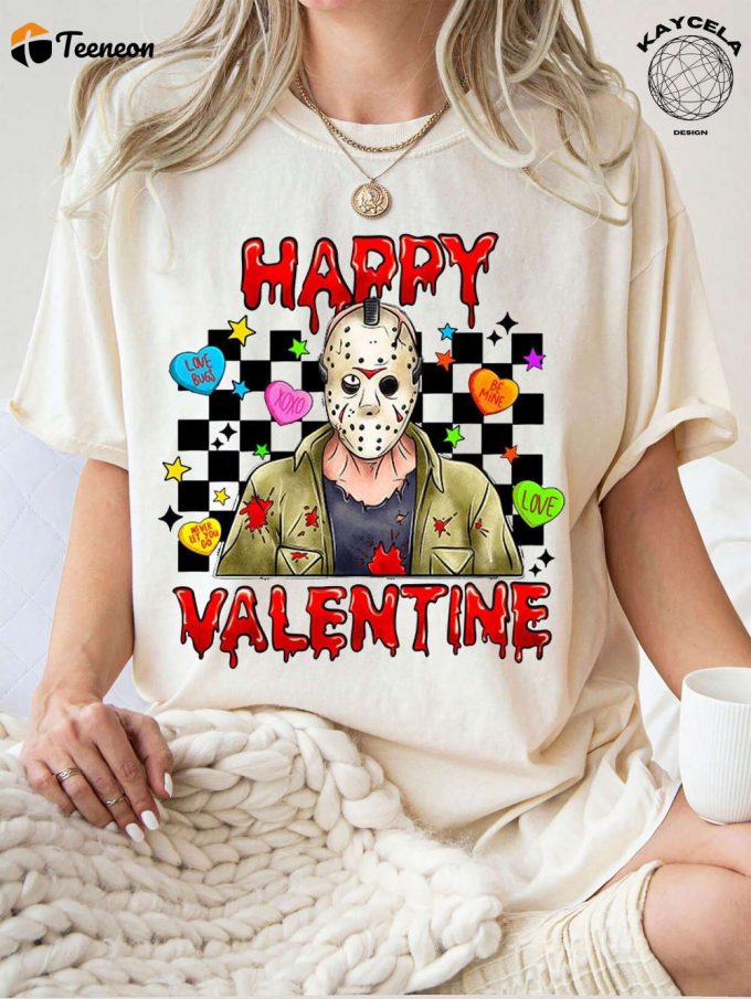 Jason Voorhees Valentine Creepy Shirt: Scare Your Valentine With This Horror-Themed Matching Tee - Perfect Valentine Gift For Her Funny Valentines Tee 1