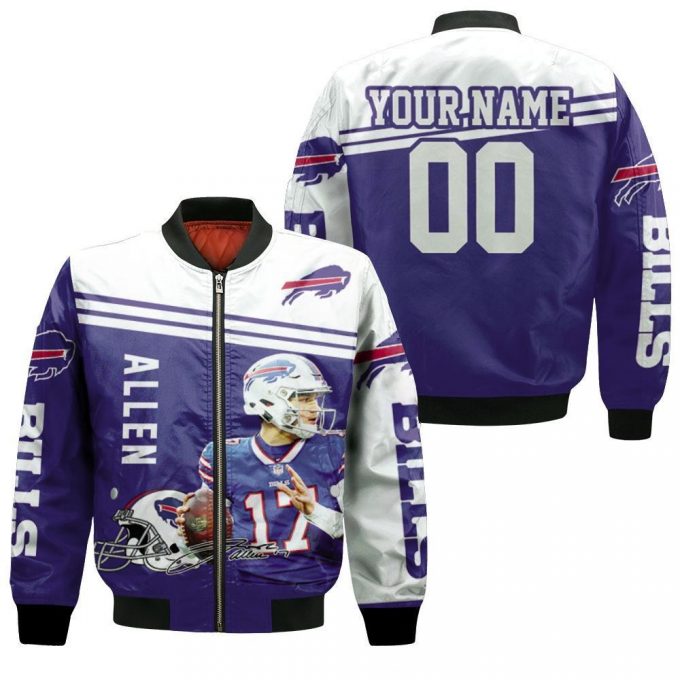 Josh Allen 17 Buffalo Bills Legend Signature Personalized Bomber Jacket - Gift For Men Women 2