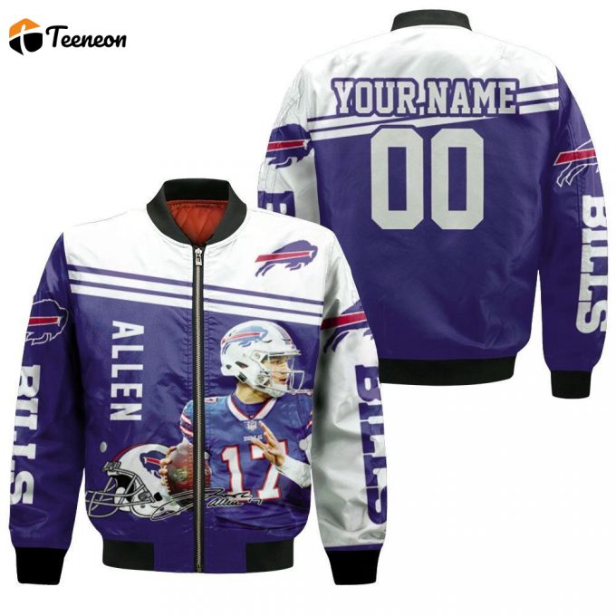 Josh Allen 17 Buffalo Bills Legend Signature Personalized Bomber Jacket - Gift For Men Women 1