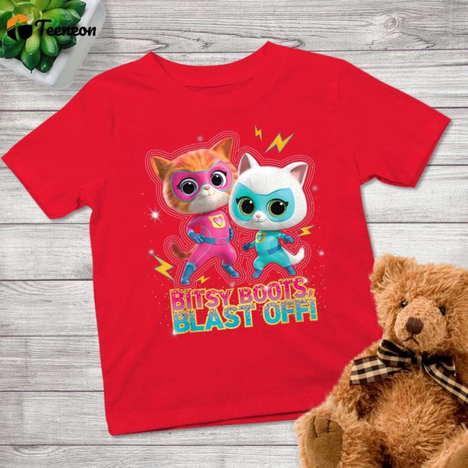 Superkitties Ginny And Bitsy Boots Blast Off Shirt - Super Cat Hero Kitties Kids Character 1