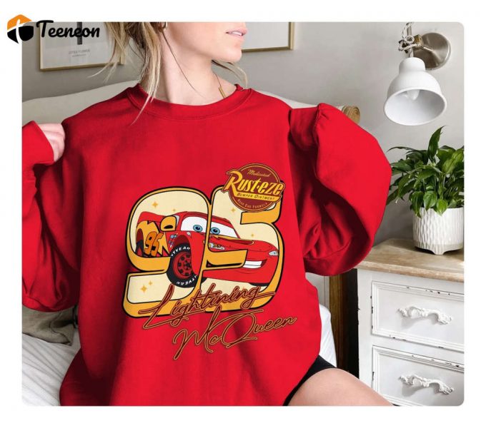 Disneyworld &Amp;Amp; Disneyland Cars Movie Sweatshirt: Lightning Mcqueen On The Road Pixar &Amp;Amp; Cars Land Shirt 1