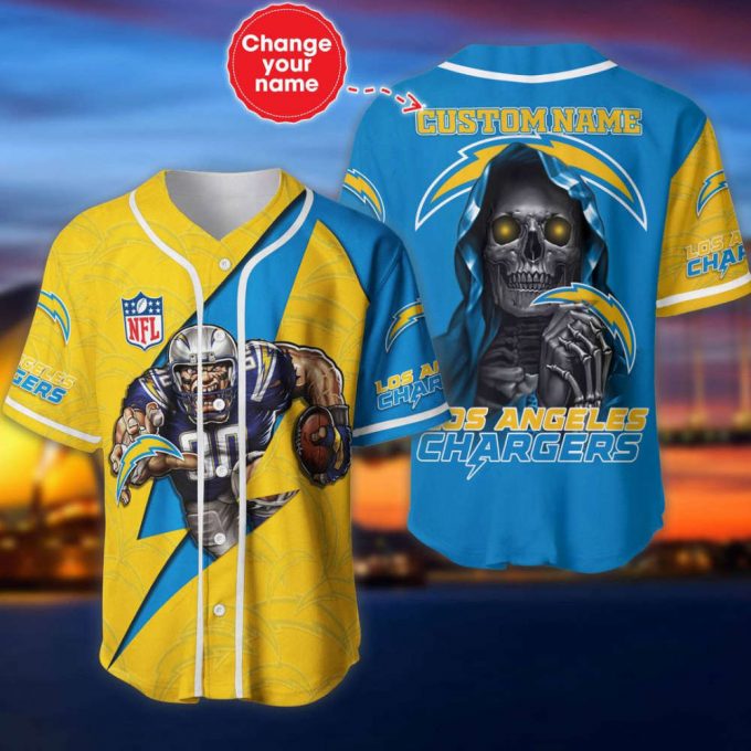 Los Angeles Chargers Personalized Baseball Jersey 2