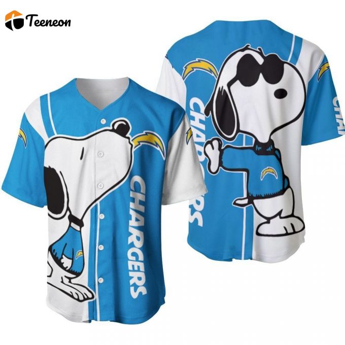 Los Angeles Chargers Snoopy Lover Printed Baseball Jersey - Gift For Women Men 1