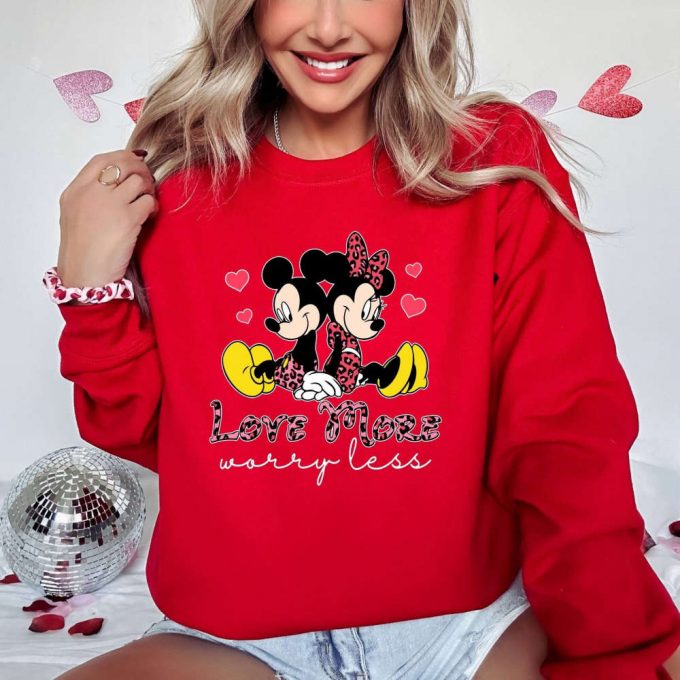 Love More Worry Less: Disneyworld Sweatshirt Mickey &Amp; Minnie Valentine Shirts Honeymoon &Amp; Leopard Print Tees 2