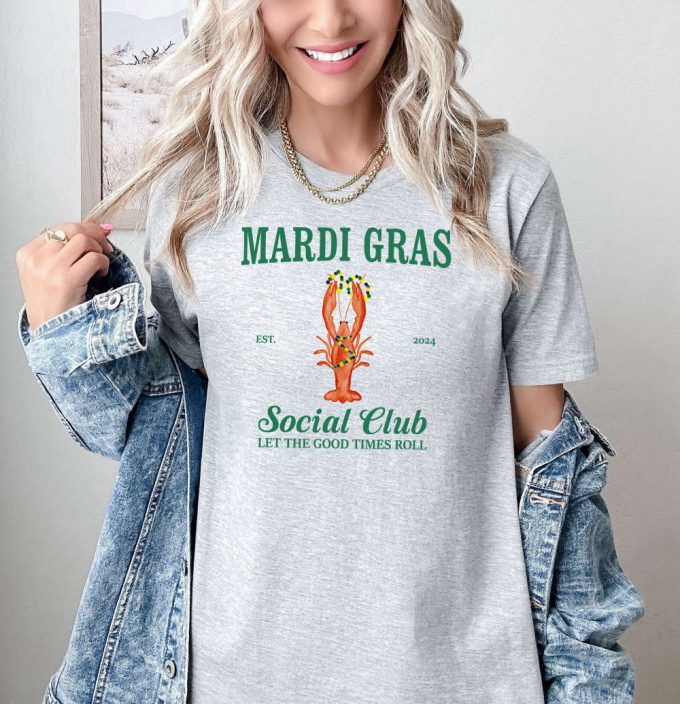 Mardi Gras Sweatshirt: Celebrate Fat Tuesday With Social Club Sweat Louisiana T-Shirt And New Orleans Shirt - Get Festive With Mardi Gras Party Shirt Featuring Fleur De Lis Design! 2