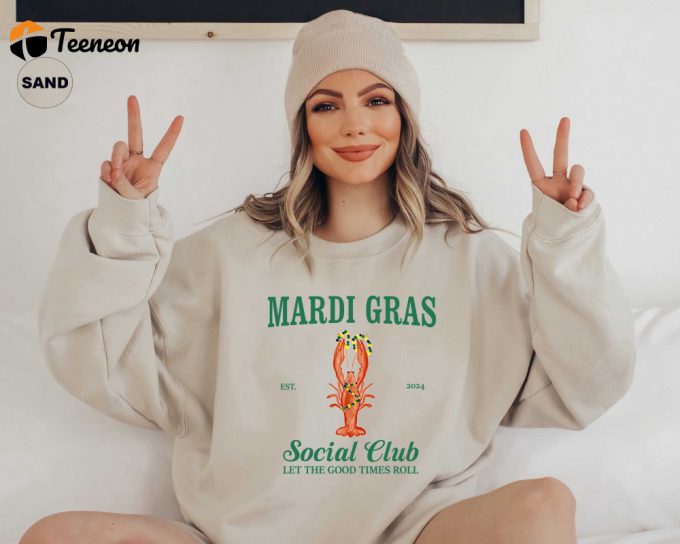 Mardi Gras Sweatshirt: Celebrate Fat Tuesday With Social Club Sweat Louisiana T-Shirt And New Orleans Shirt - Get Festive With Mardi Gras Party Shirt Featuring Fleur De Lis Design! 1