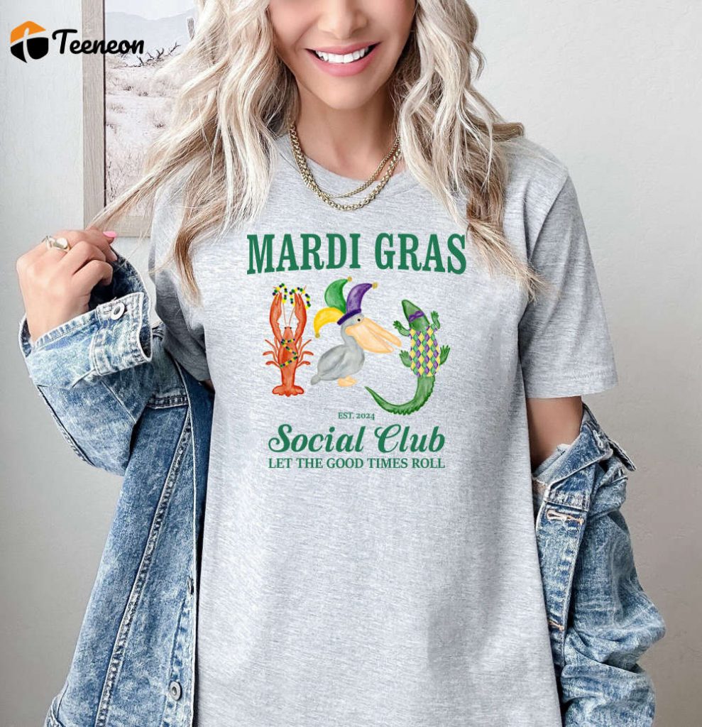 Mardi Gras T-Shirt: Fun Festival Shirt For Social Clubs &Amp; Mardi Gras Parties Nola Beads Design Fat Tuesday &Amp; Funny Party Shirts 3