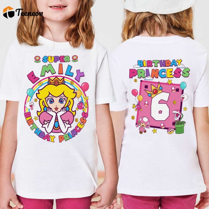 Princess Peach Birthday Shirts: Custom Mario Family Tee - Perfect For Mario-Themed Celebrations! 1