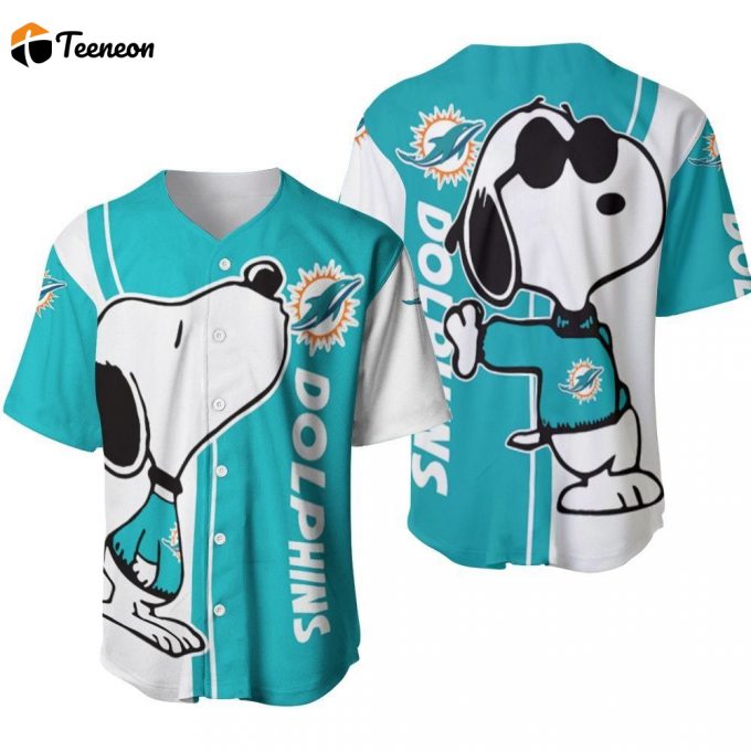 Miami Dolphins Snoopy Lover Printed Baseball Jersey - Gift For Women Men 1