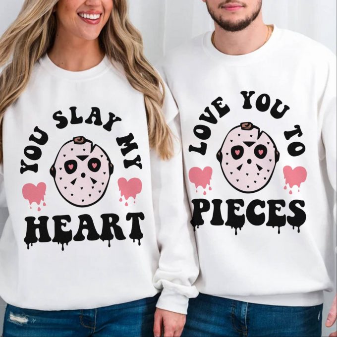 Michael Myers Horror Valentine Couple Shirts Slay My Heart Swearshirt Horror Movies Couple Matching Valentines Day Gift 2