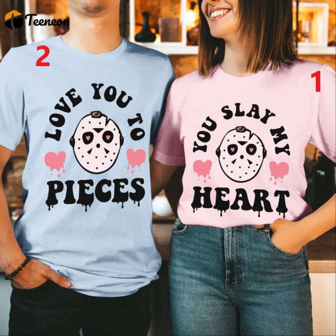 Michael Myers Horror Valentine Couple Shirts Slay My Heart Swearshirt Horror Movies Couple Matching Valentines Day Gift 1