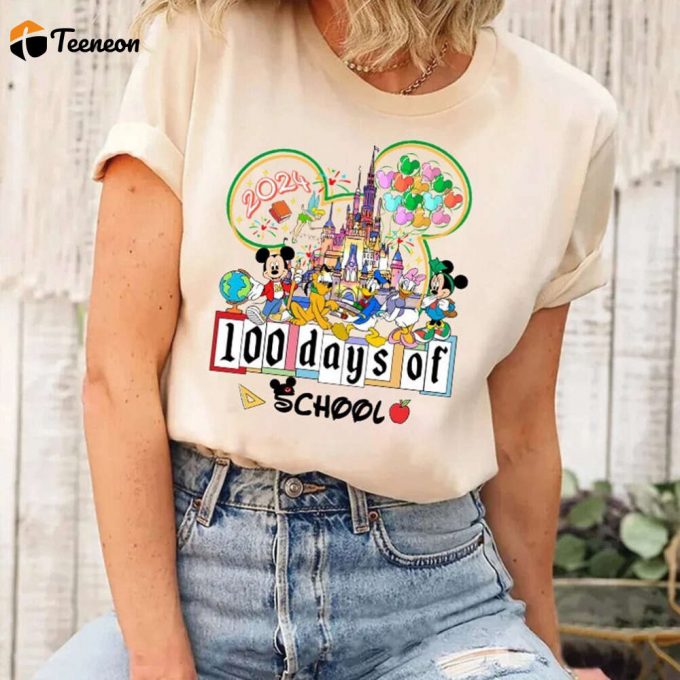 Disneyland 100Th Day Kindergarten Teacher Mickey And Friends 100 Days Of School Shirt 1