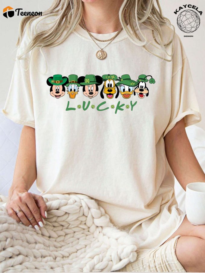 Mickey And Friends Disney Happy St Patrick’s Day Shirt: Wdw Disneyland Four Leaf Clover Shamrock Tees For A Lucky Celebration Disney Matching Outfits 1