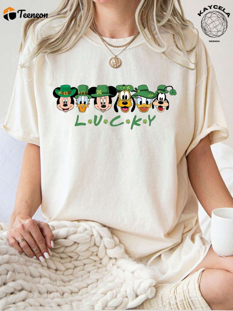 Mickey And Friends Disney Happy St Patrick’s Day Shirt: Wdw Disneyland Four Leaf Clover Shamrock Tees For A Lucky Celebration Disney Matching Outfits 3