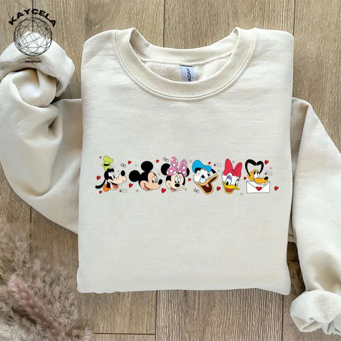 Disney Valentine S Day Shirt Mickey And Friends Valentine Sweatshirt Minnie Mouse Limited Edition Celebrate Love With Disney Characters 2