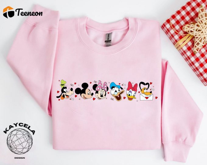 Disney Valentine S Day Shirt Mickey And Friends Valentine Sweatshirt Minnie Mouse Limited Edition Celebrate Love With Disney Characters 1