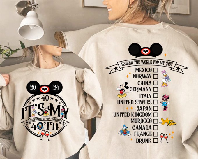 40Th Birthday Mickey Shirt: Celebrate With Drinking Team Epcot-Themed Drinking Around The World Shirt 1