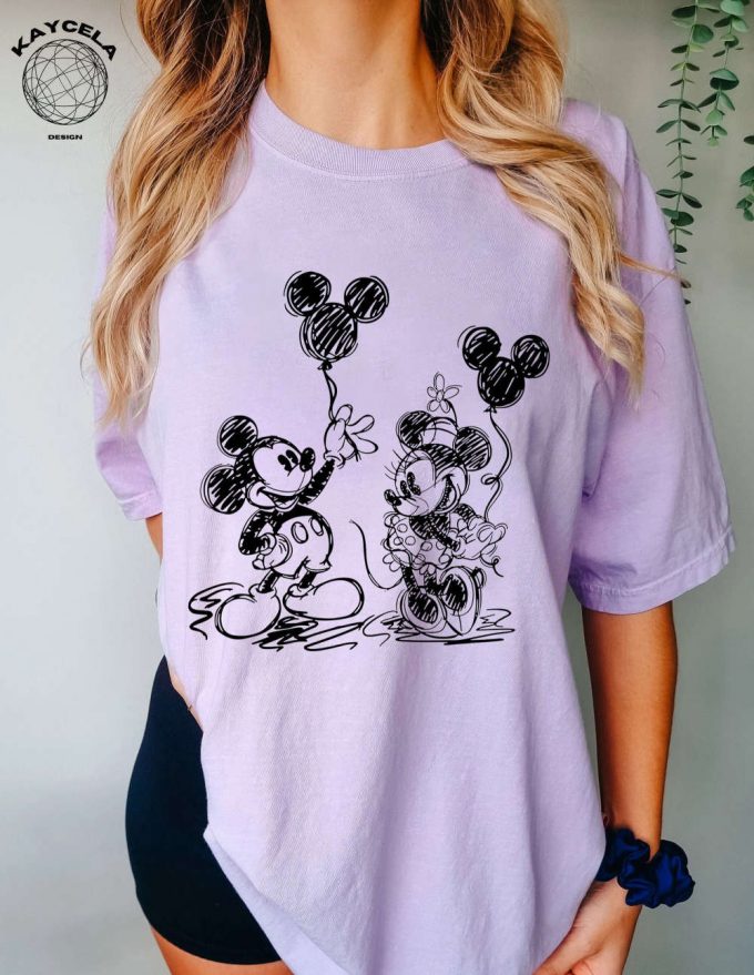 Disney Balloon Sketch Shirts: Mickey Minnie Toddler Birthday Gift For Kids &Amp; Family Disneyland &Amp; Disneyworld Shirts 2