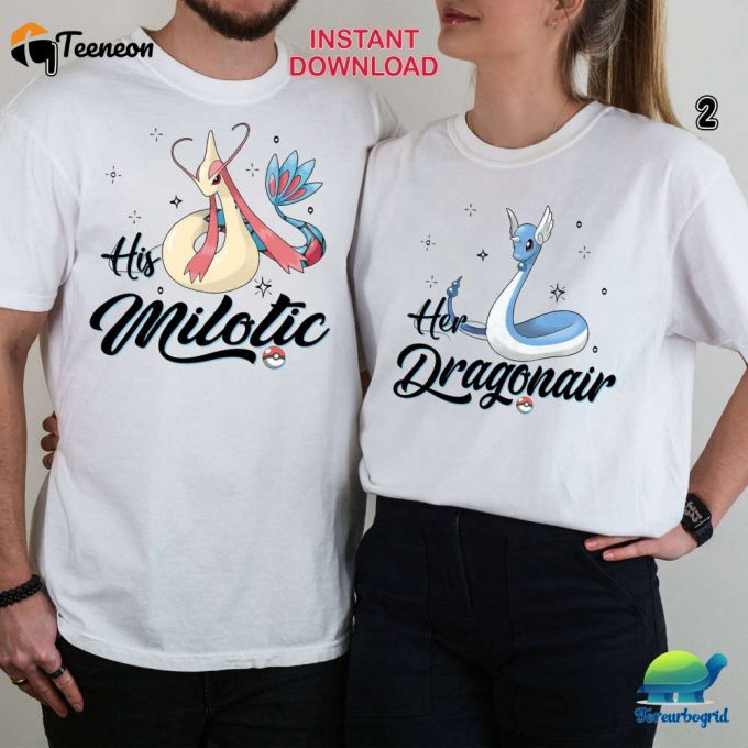 Pokemon Couple Shirt Milotic &Amp;Amp; Dragonair Anime Valentine Png Eevee Evolution Digital Download 1