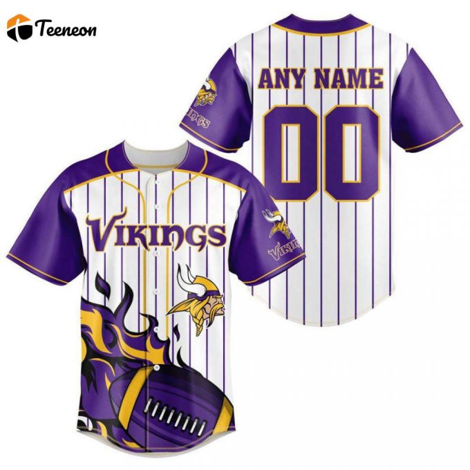 Minnesota Vikings Personalized Baseball Jersey Gift For Men Dad 1