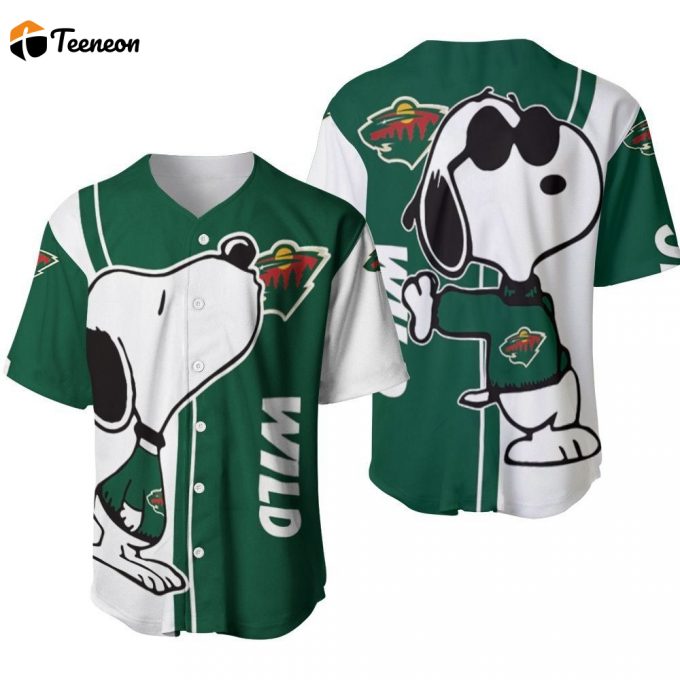 Minnesota Wild Snoopy Lover Printed Baseball Jersey - Gift For Women Men 1