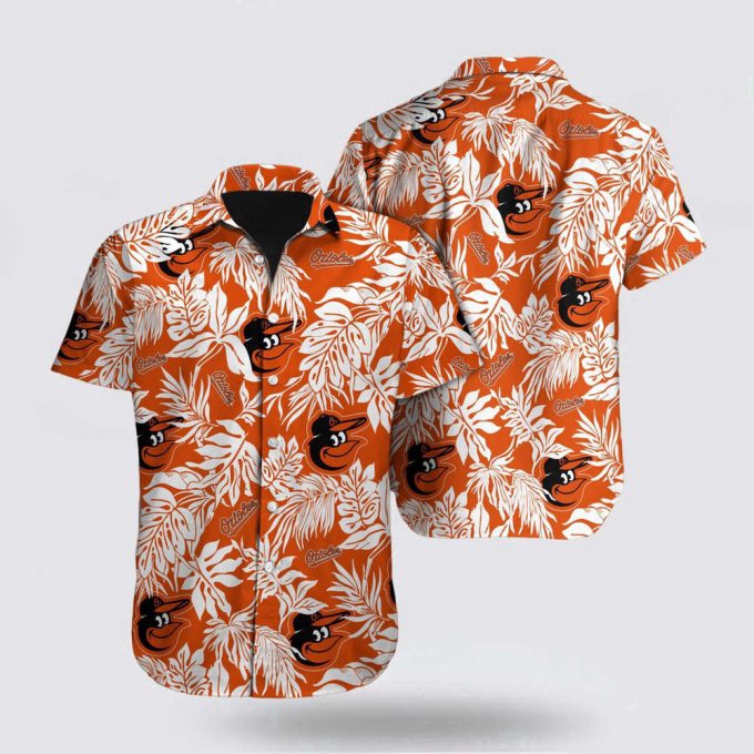 Mlb Baltimore Orioles Hawaiian Shirt Palm Leaf Pattern For Fan Mlb 2