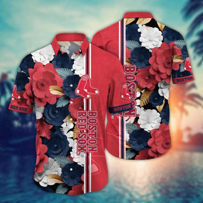 Mlb Boston Red Sox Hawaiian Shirt Fashion Frenzy In Floral For Sport Fan 2