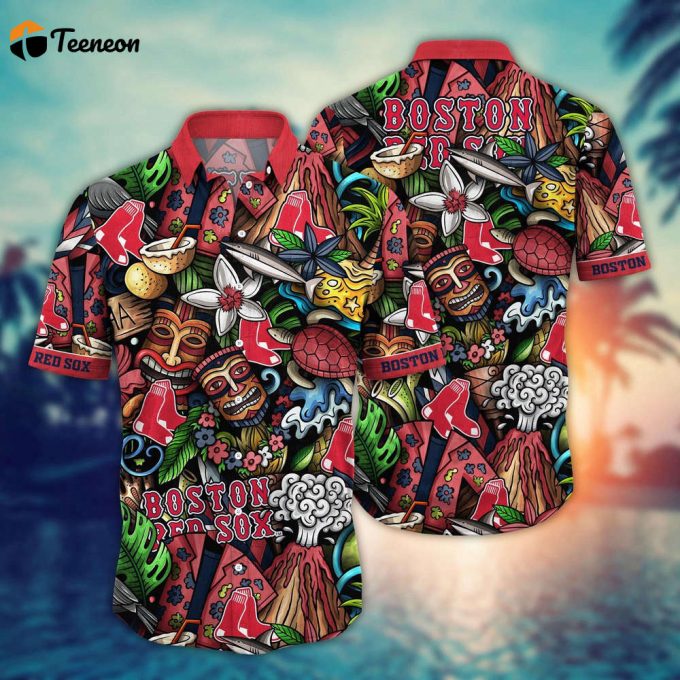 Mlb Boston Red Sox Hawaiian Shirt Flower Strike A Style Statement For Fans 1