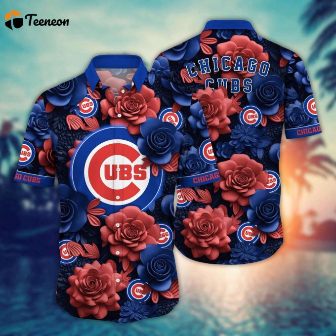 Mlb Chicago Cubs Hawaiian Shirt Flower Aloha Style Unleashed For Fans 1