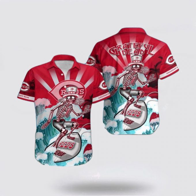 Mlb Cincinnati Reds Hawaiian Shirt Surf In Style With Cool Beach Outfits For Fans 2