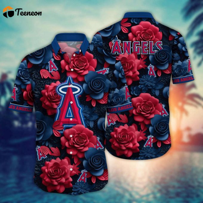 Mlb Los Angeles Angels Hawaiian Shirt Flower Aloha Style Unleashed For Fans 1