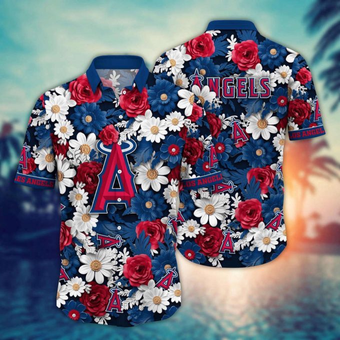 Mlb Los Angeles Angels Hawaiian Shirt Flower Floral Fusion Fashion For Fans 2