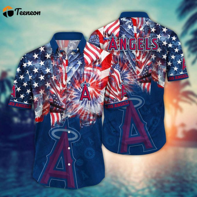 Mlb Los Angeles Angels Hawaiian Shirt Flower Game Day Aloha Mlb Style For Fans 1