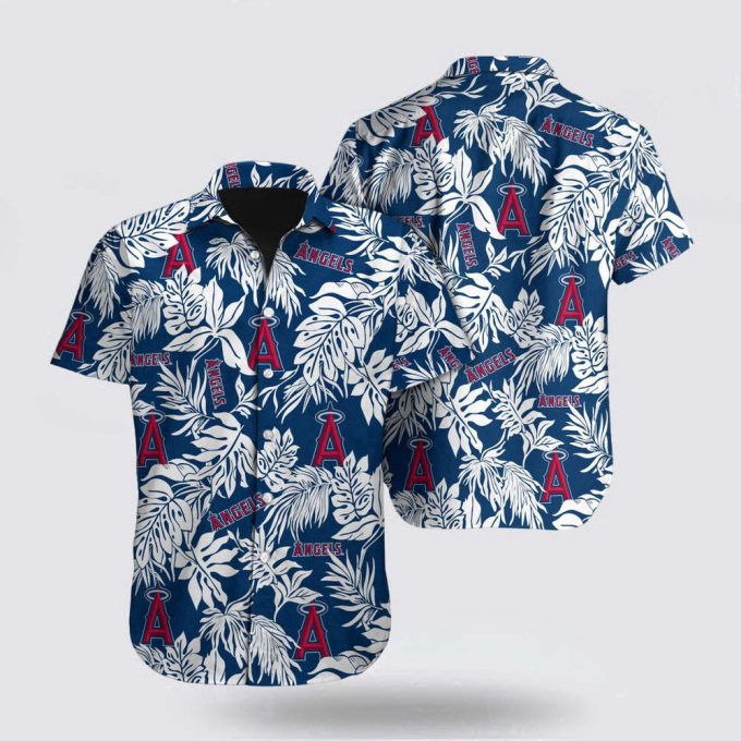 Mlb Los Angeles Angels Hawaiian Shirt Palm Leaf Pattern For Fan Mlb 2