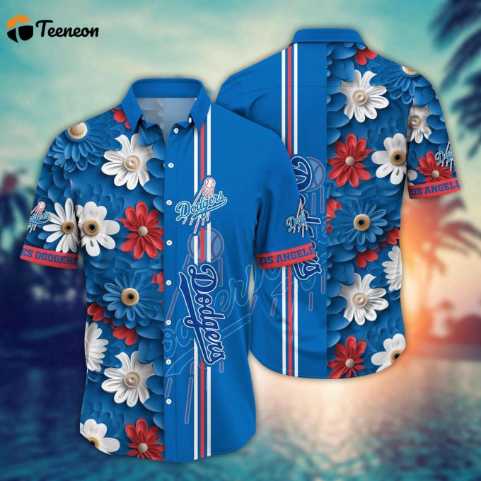 Mlb Los Angeles Dodgers Hawaiian Shirt Floral Finesse For Sports Fans 1