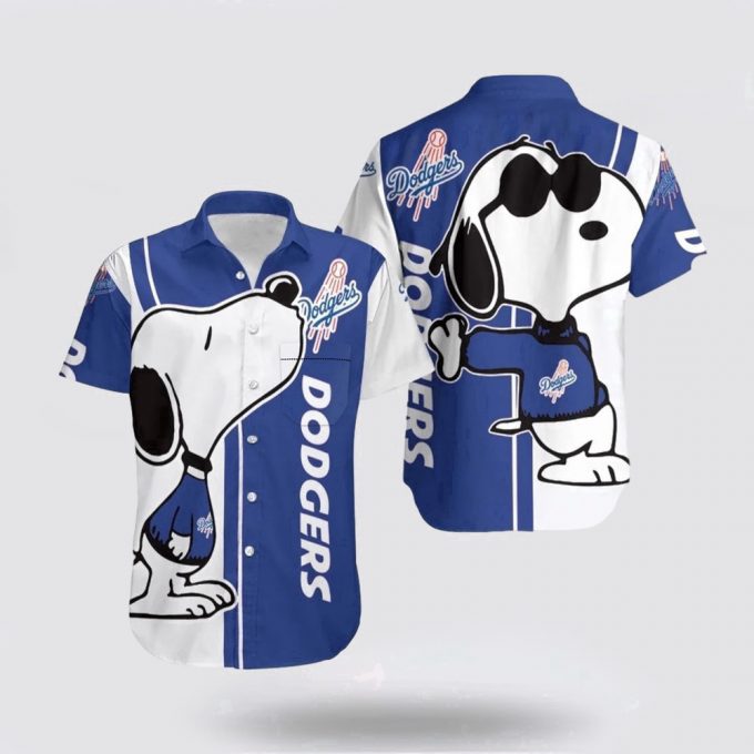 Mlb Los Angeles Dodgers Hawaiian Shirt Snoopy Lover 3D Printed Combo Beach For Fan Mlb 2