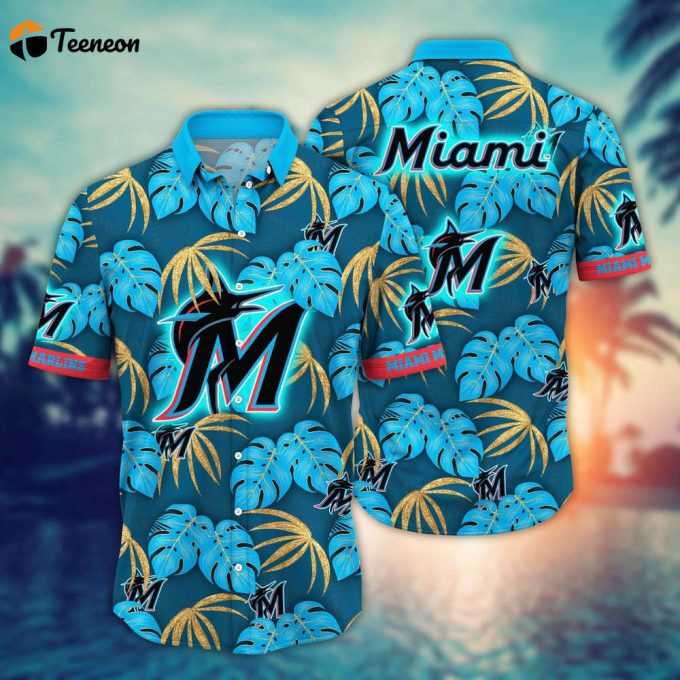 Mlb Miami Marlins Hawaiian Shirt Floral Symphony Gift For Fans 1