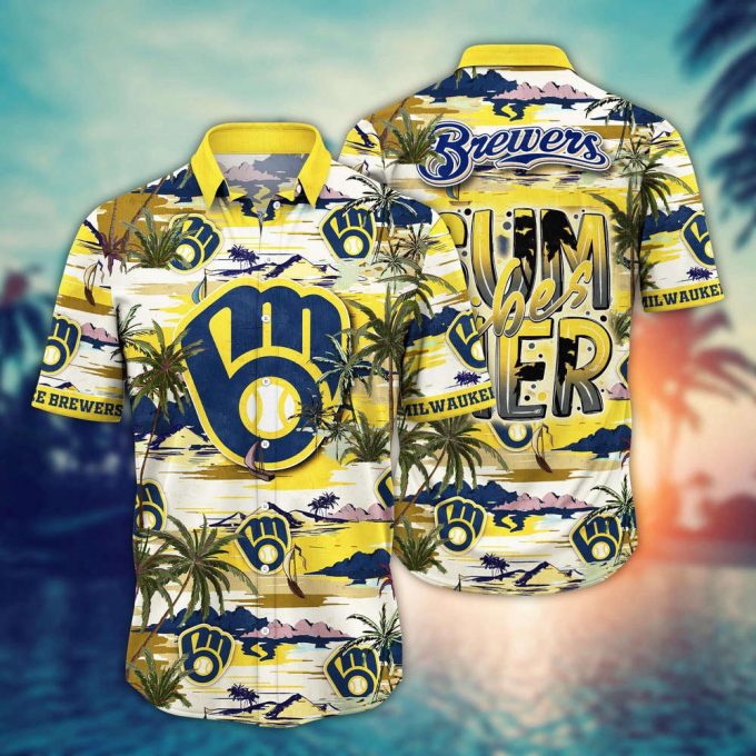 Mlb Milwaukee Brewers Hawaiian Shirt Flower Grand Slam In Hawaiianan Flair For Fans 2